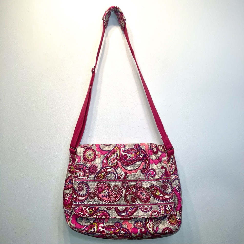 Vera Bradley Purple,Pink and Gray Messenger Bag Crossbody Fall 2012 EUC